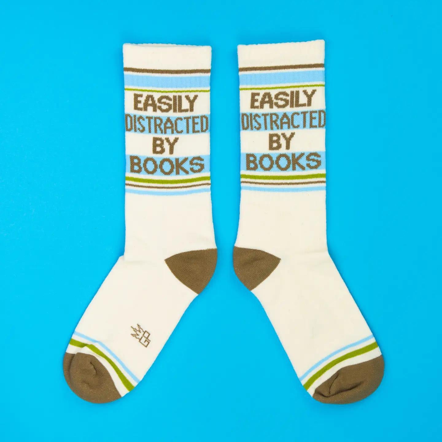 Easily Distracted By Books Gym Crew Socks