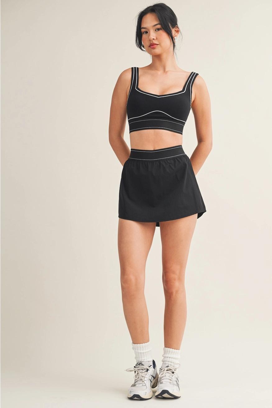 Black Contrast Thread Athletic Set