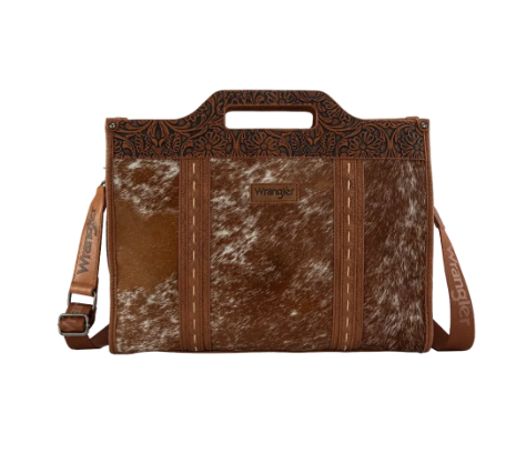 Wrangler Genuine Cowhide Carry-All Brown Large Tote/Crossbody