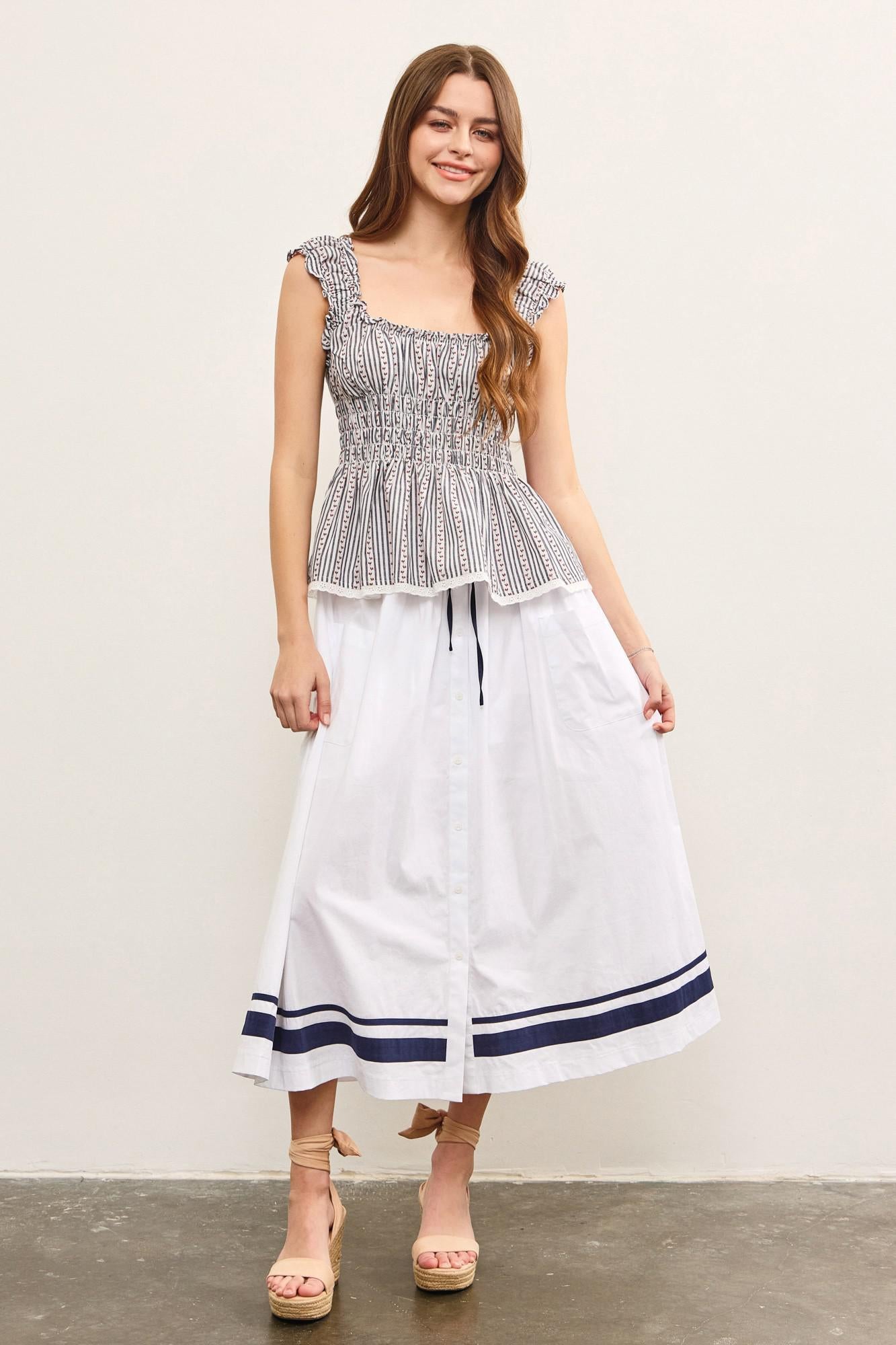 Elastic Ruffle Peplum Top