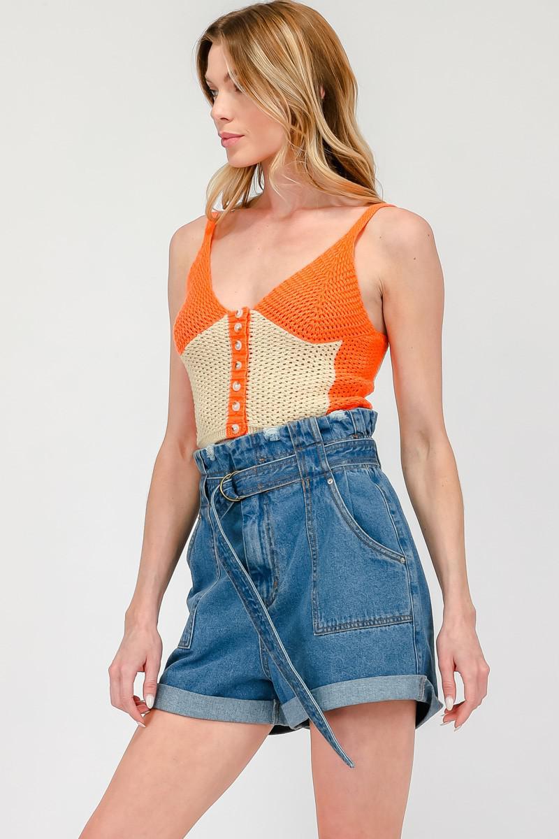 Orange Combo Crochet Top