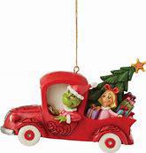 Grinch in Red Truck Hanging Ornament