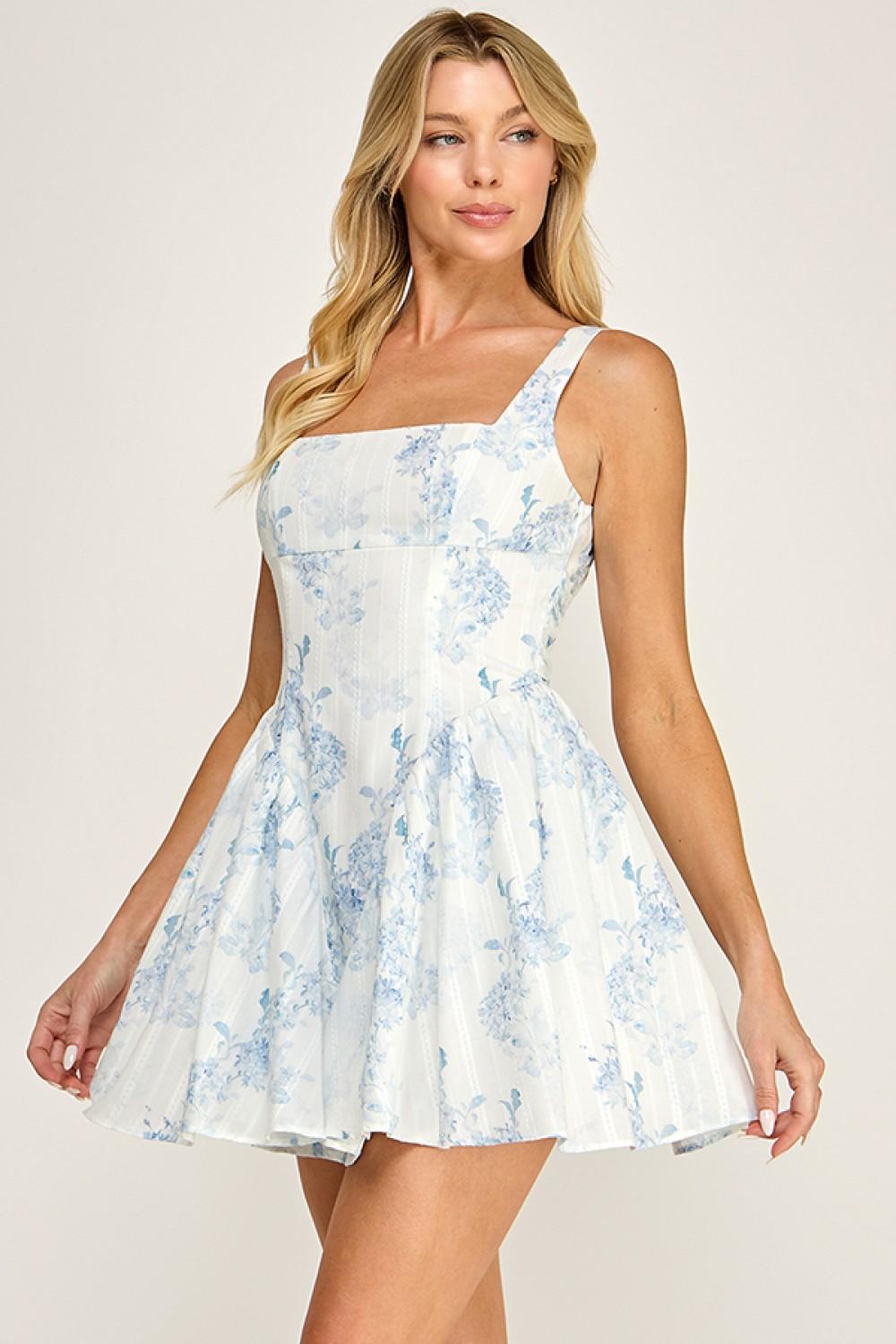 POPLIN BACK RIBBON MINI DRESS