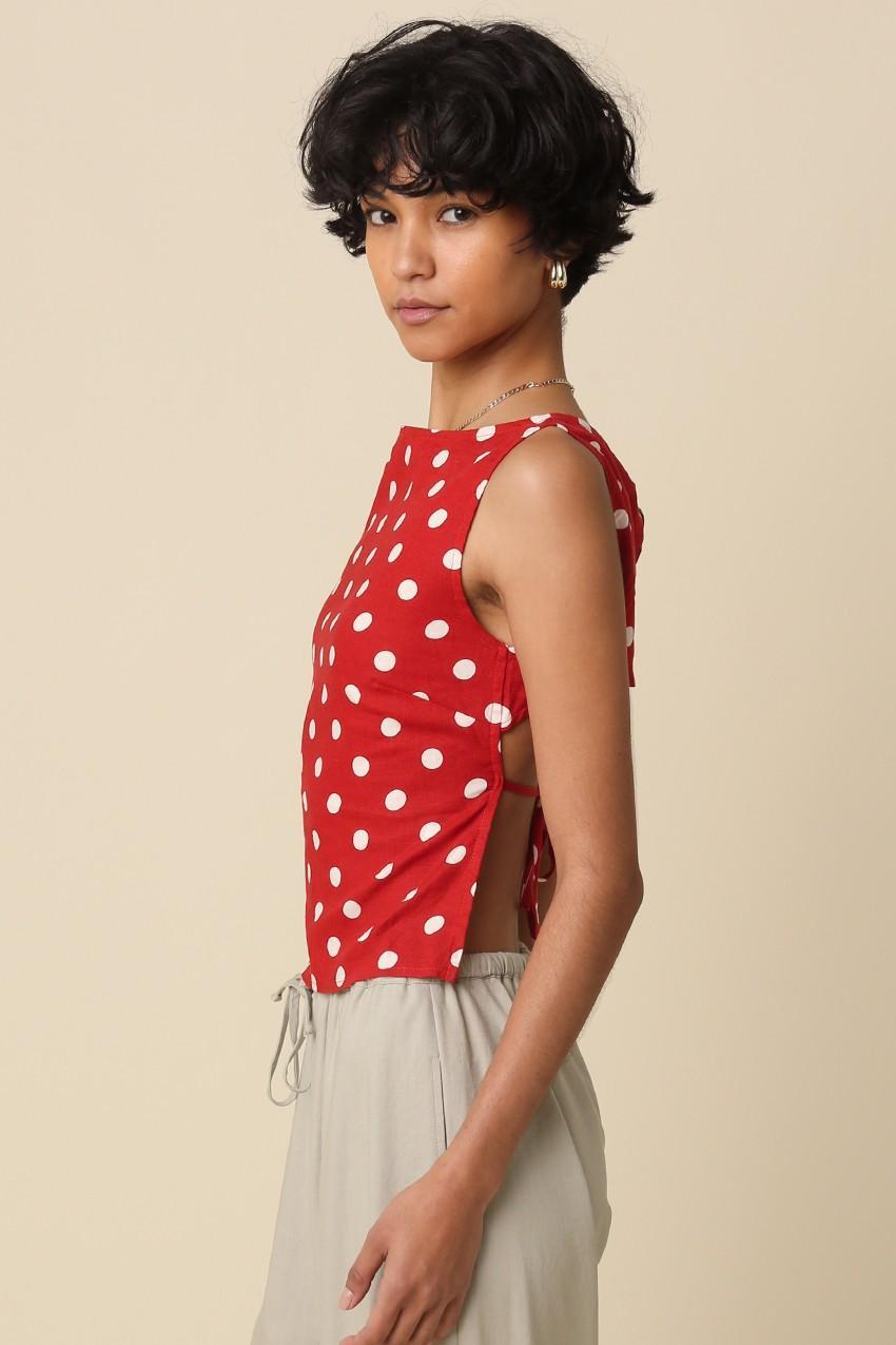 Marina Polka Dot Open-back Top