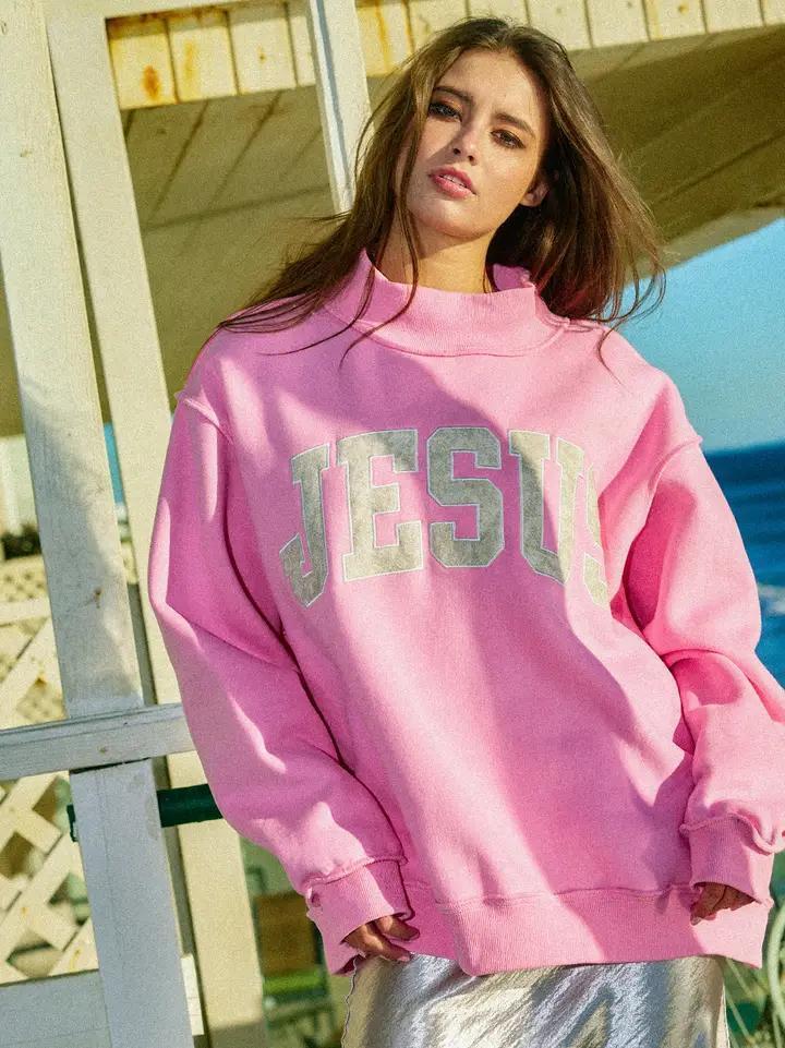 "Jesus" Camo Embroidered Mockneck Sweatshirt