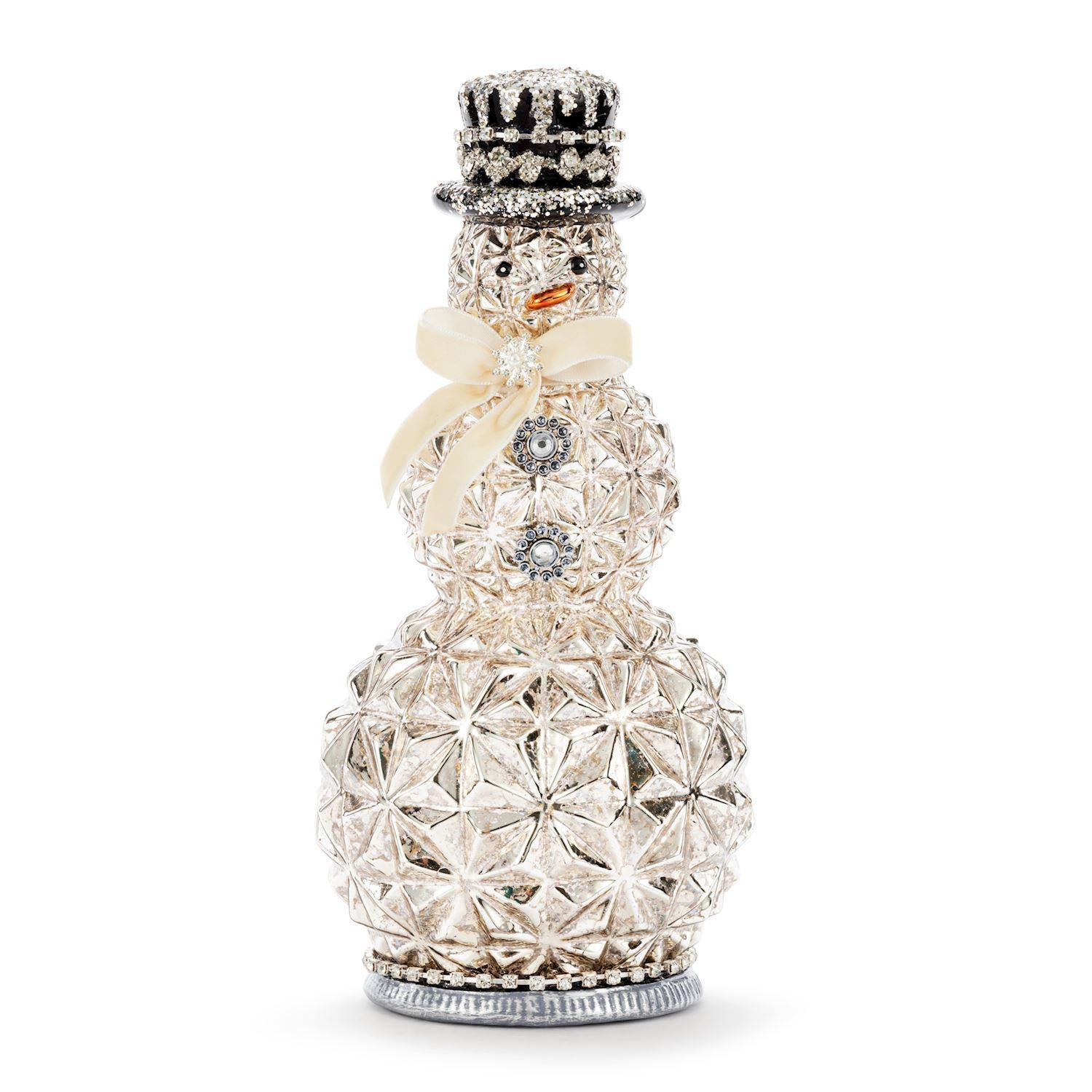 Mercury Glass Sparkle Lit Snowman Figure - 6x11in