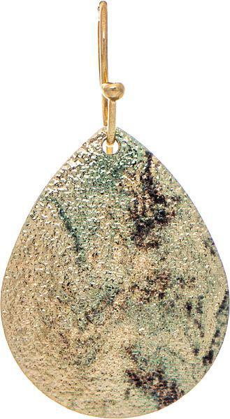 Gold Green Wash Sparkle Teardrop Earring