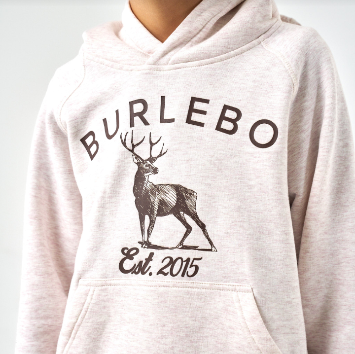 Youth Fleece Hoodie - Whitetail Deer - Heather Oatmeal
