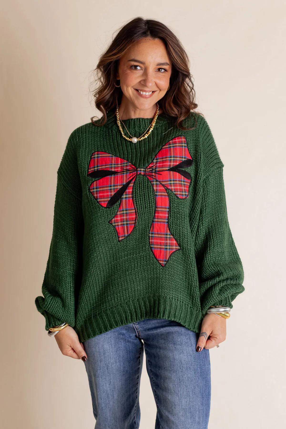 Plaid Ribbon Sweater