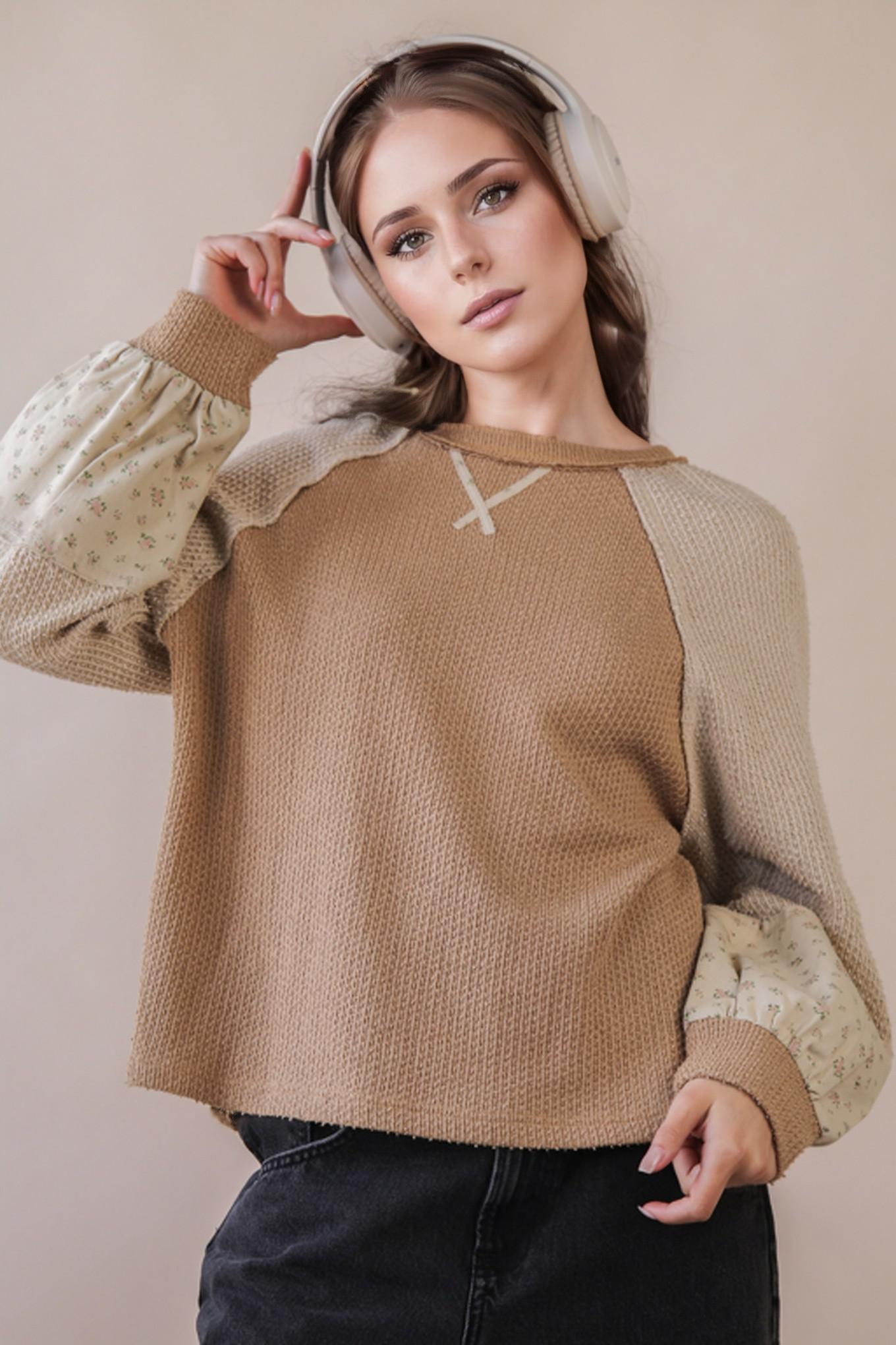 Raglan Sleeve Color Block Knit Top