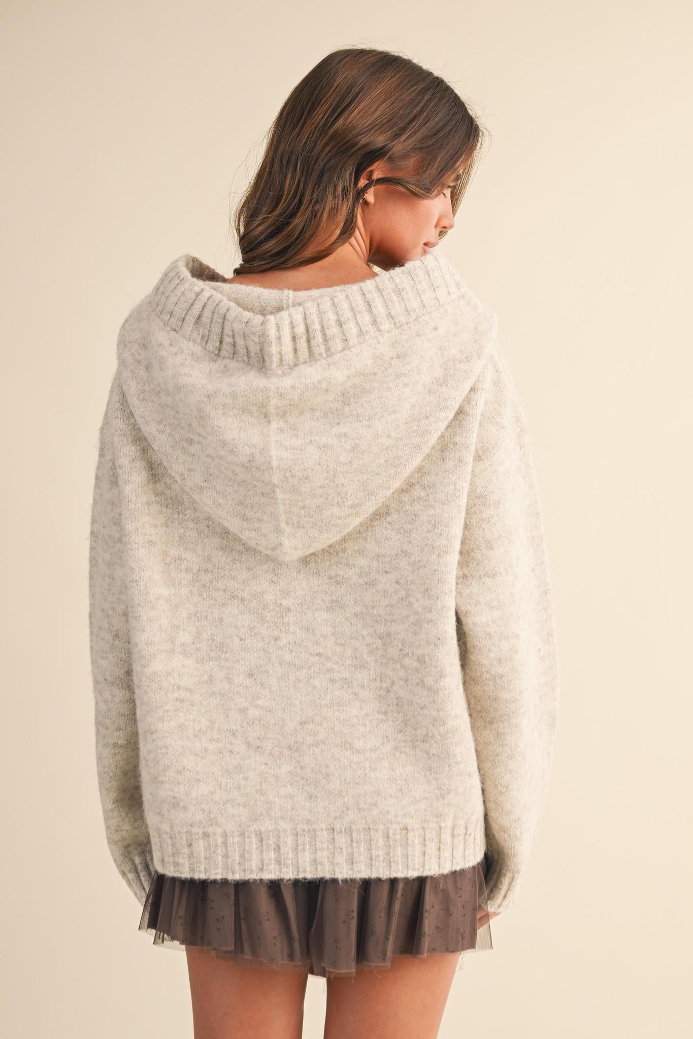Contrast Hoodie String Detail Sweater