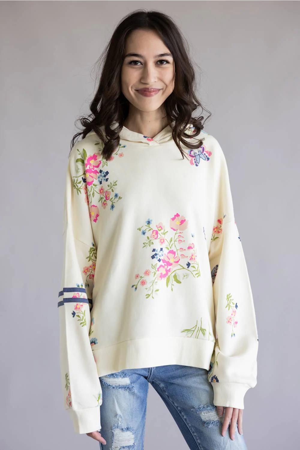 Simply Southern Oversized Floral Printed Hoodie