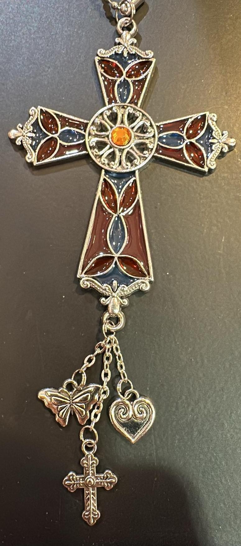 Car Charm- Stain Glass Cross