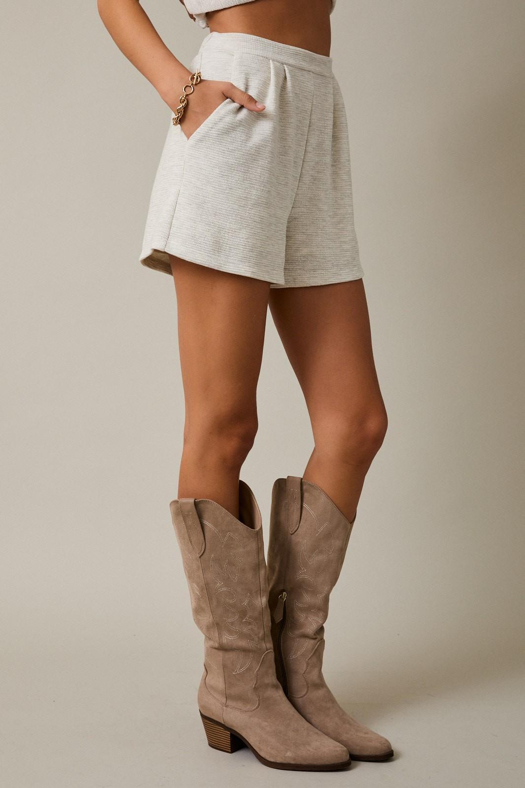 Melange Pleated Detail Shorts