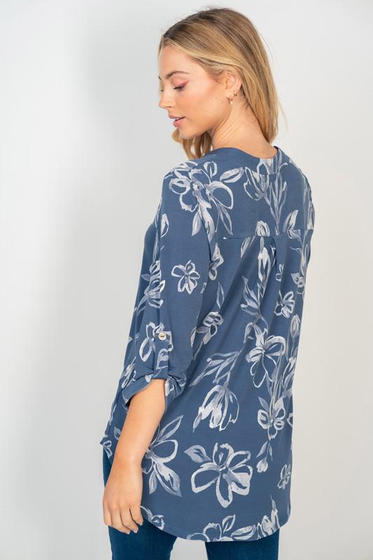 Denim Floral Gabby Top