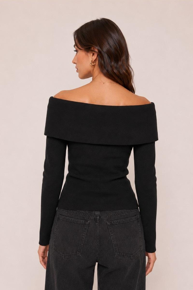 Off-shoulder Crossover Knit Top