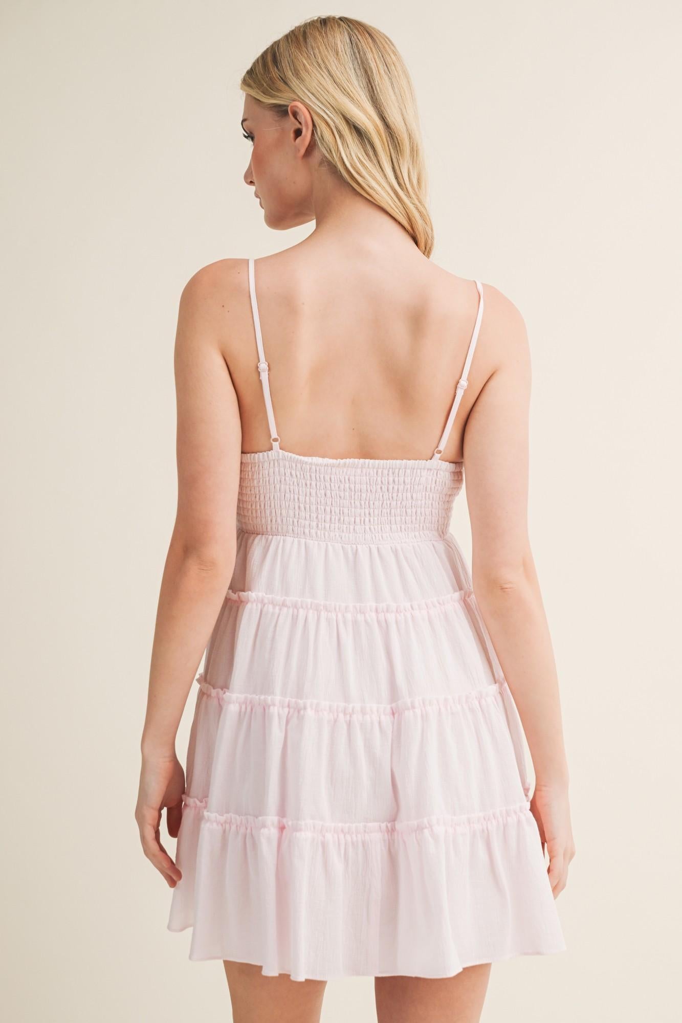 Water Pink Tiered Cami Mini Dress