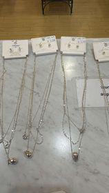 Silver Teardrop Tiered Necklace Set