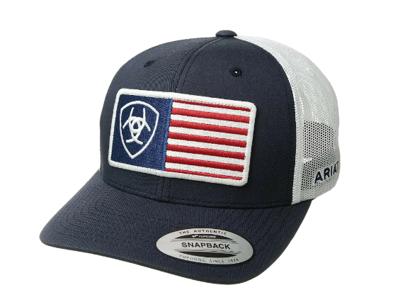 Ariat USA Flag Patch Navy Snapback Ball Cap