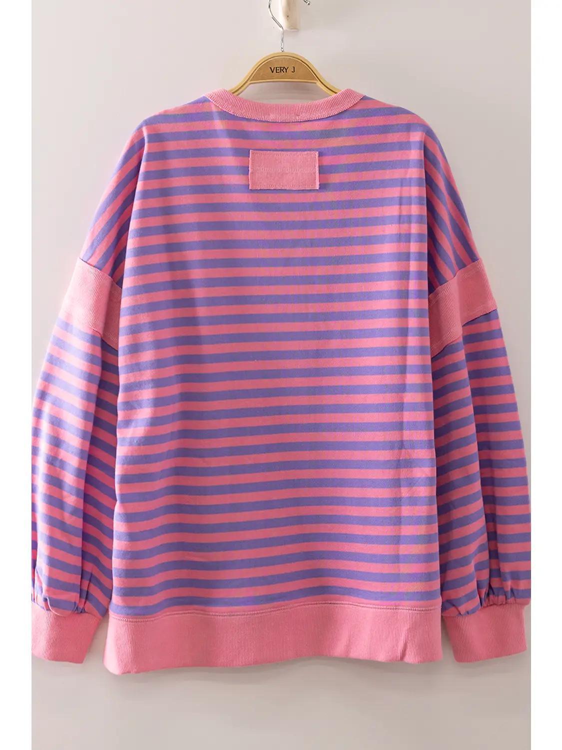 Pink/Lavendar Color Block Stripe Top