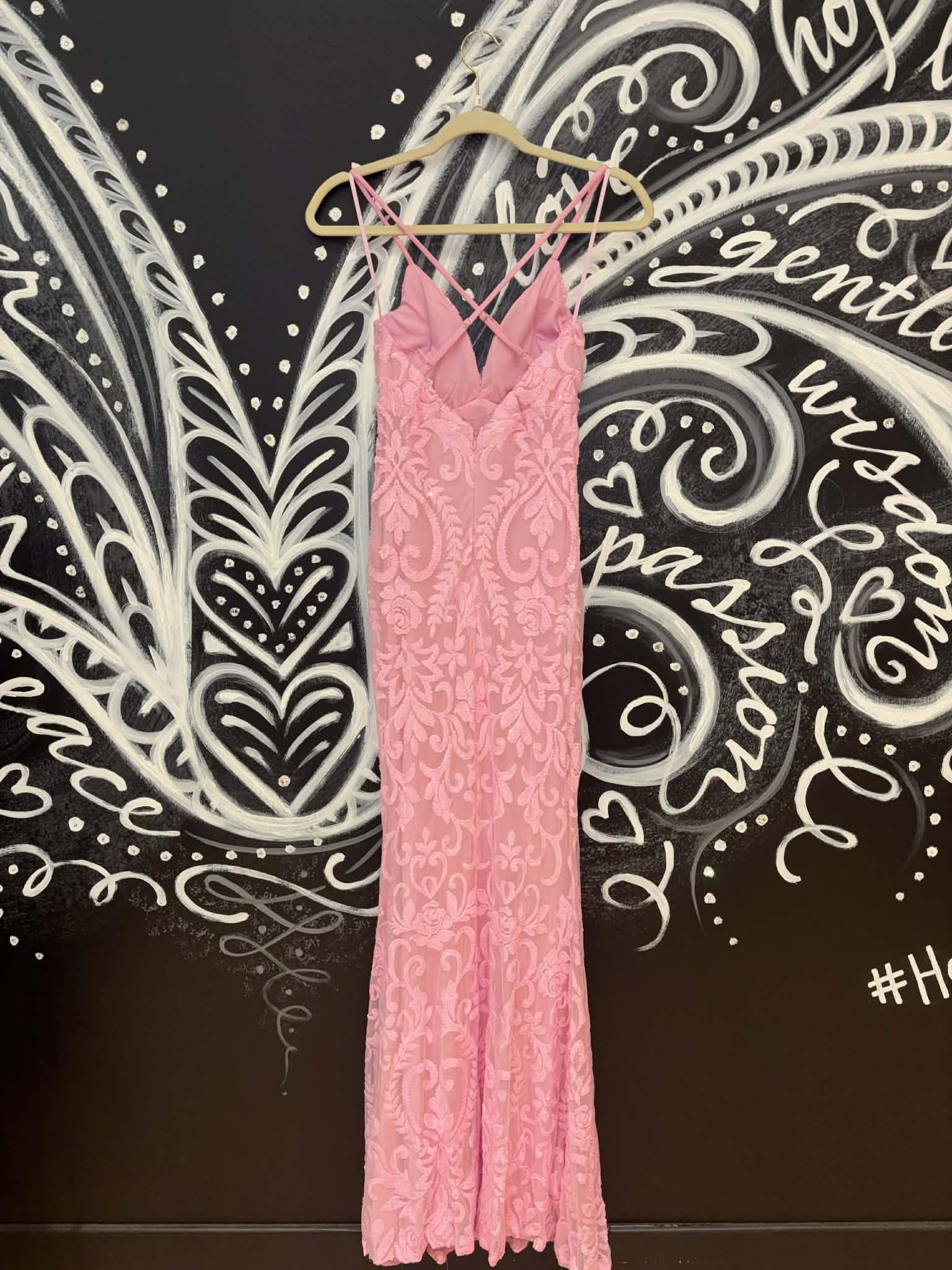 Pink Lace Maxi V-Neck Gown