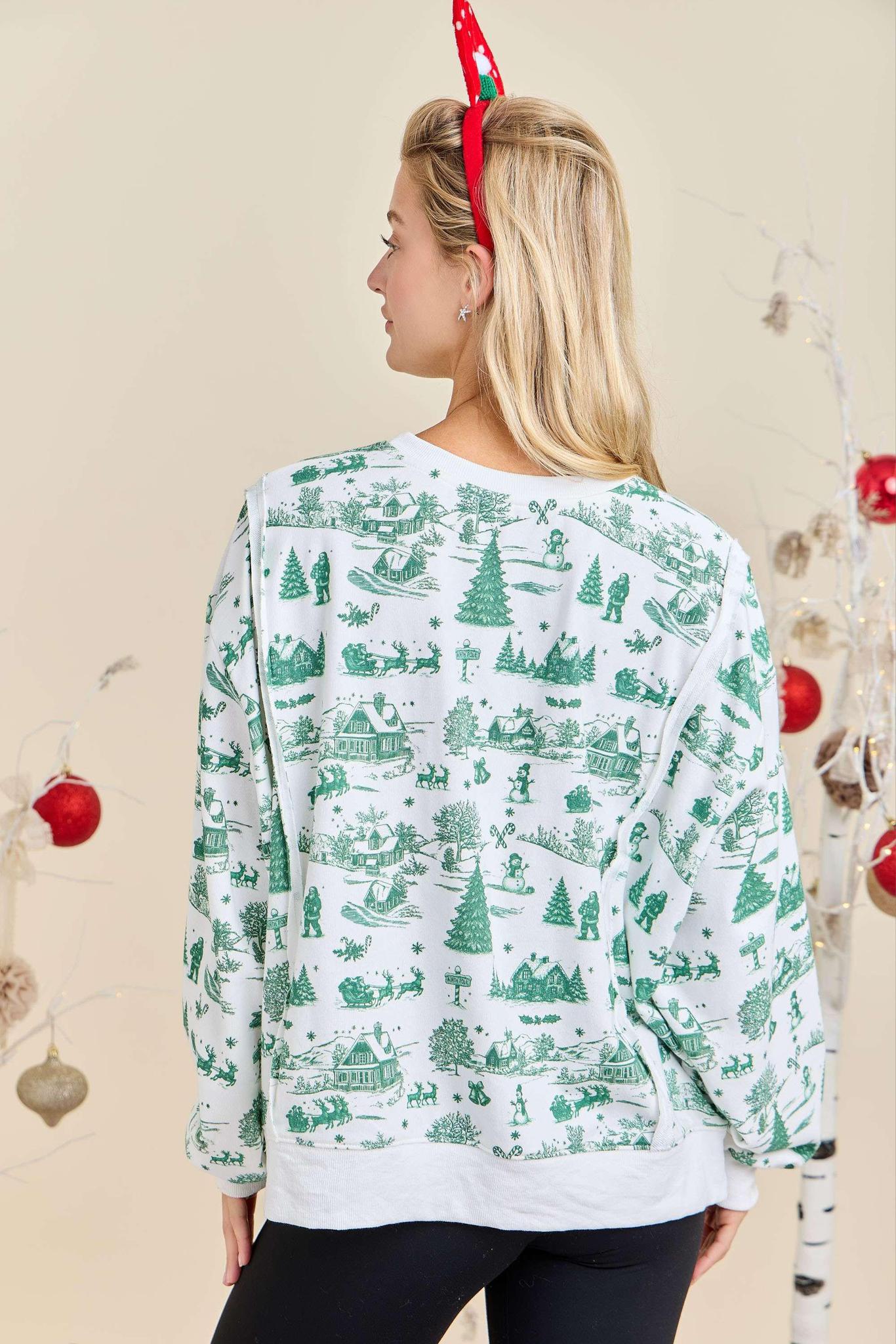Green Christmas Village Sweatshirt