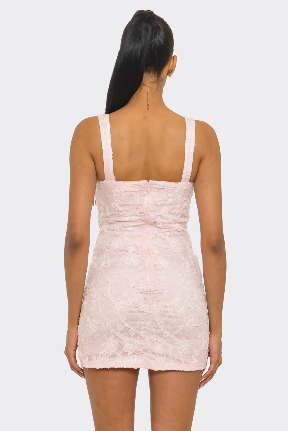 Flower Lace With Sequin Mini Dress