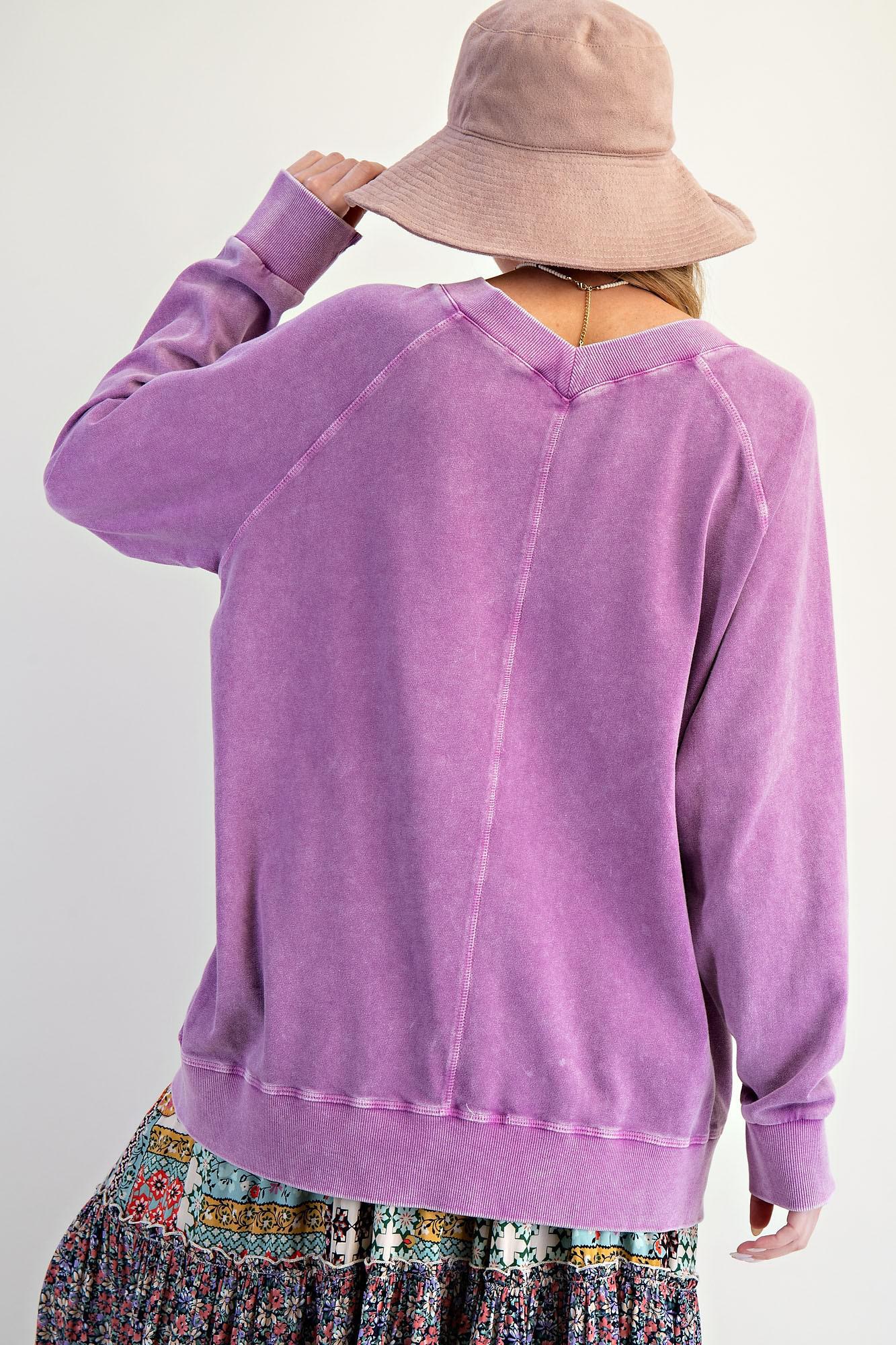 Orchid Washed Terry Oversized Pullover