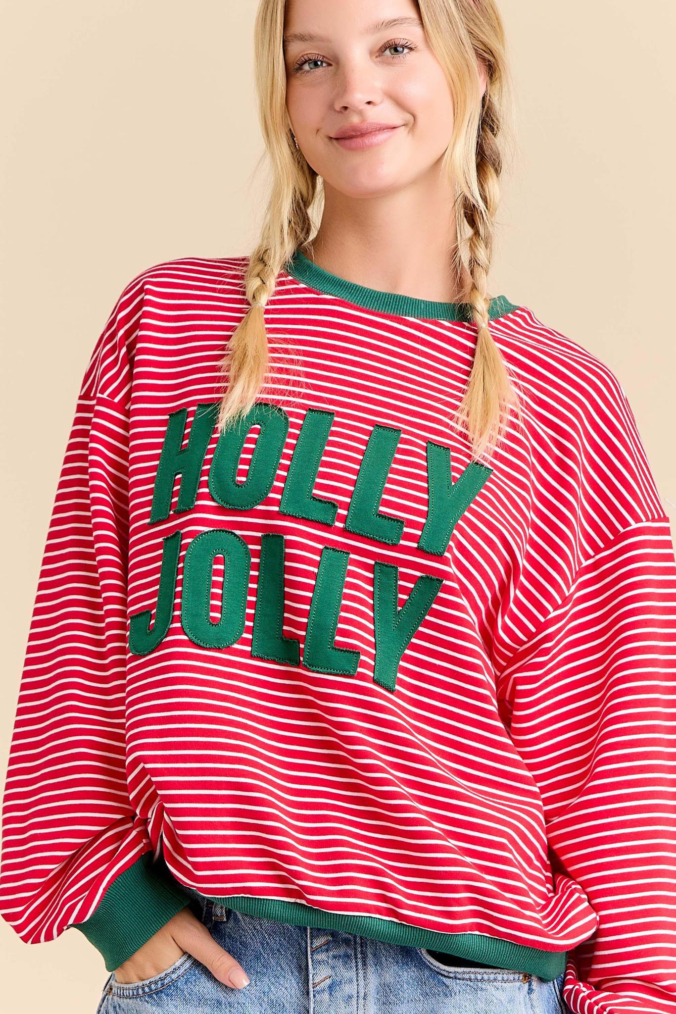 Christmas Holly Jolly Patchwork Pullover