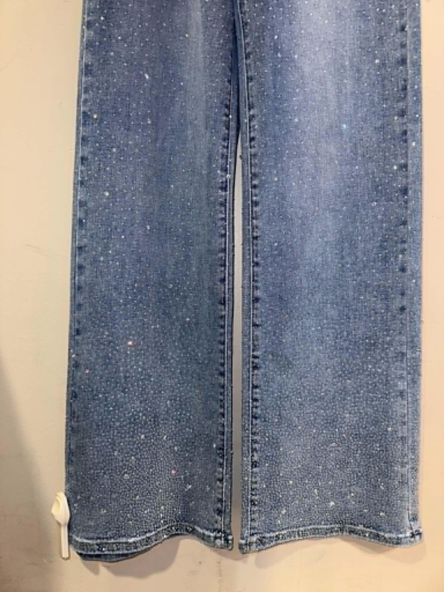 Nina Rossi Stone Embellished Wide Leg Jeans