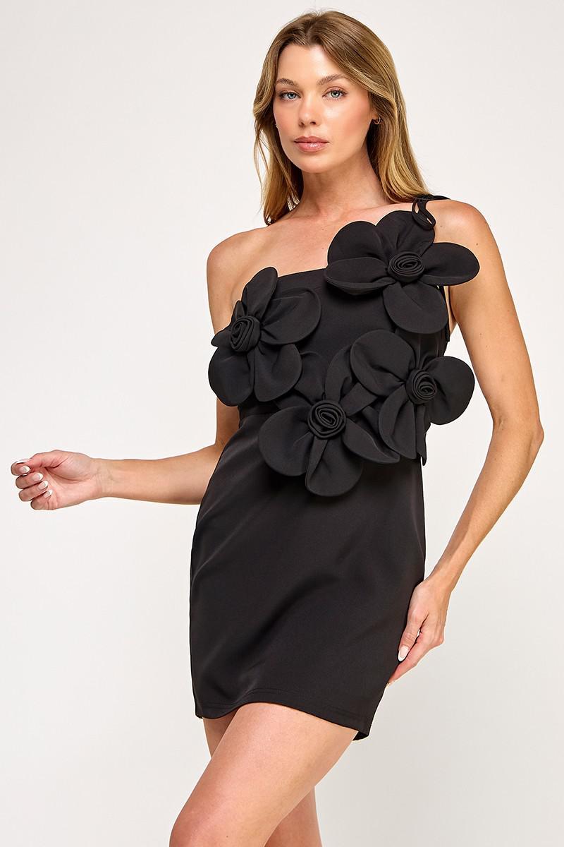 Stretch Crepe Tube Front Corsage Mini Dress