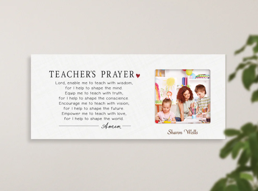 Teacher's Prayer 15.75x7 Personalized Photo Frame