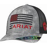 Ariat Grey Weathered Look with Black Mesh Embroidered Flag Logo Cap