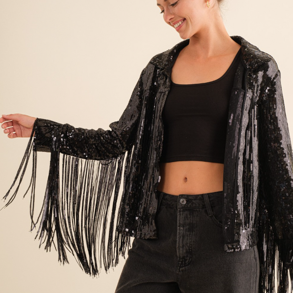 Fringe sequin jacket hotsell