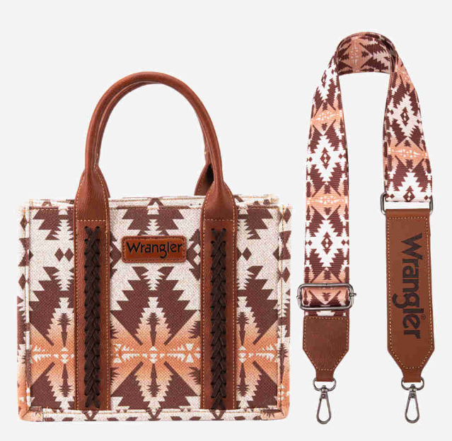 Southwestern Small Dual Sided Print Crossbody Canvas Tote