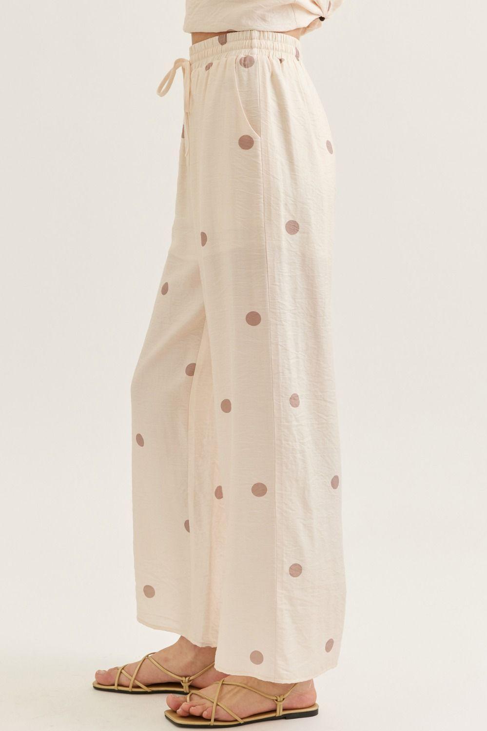 Ecru Polka-Dot Linen Set
