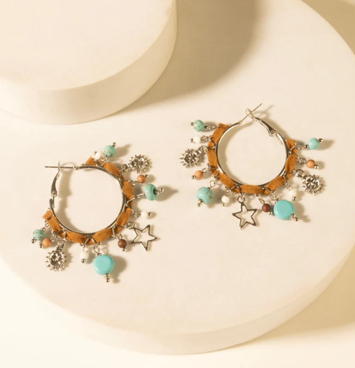 Corral Charm Hoop Earrings in Sky Vein
