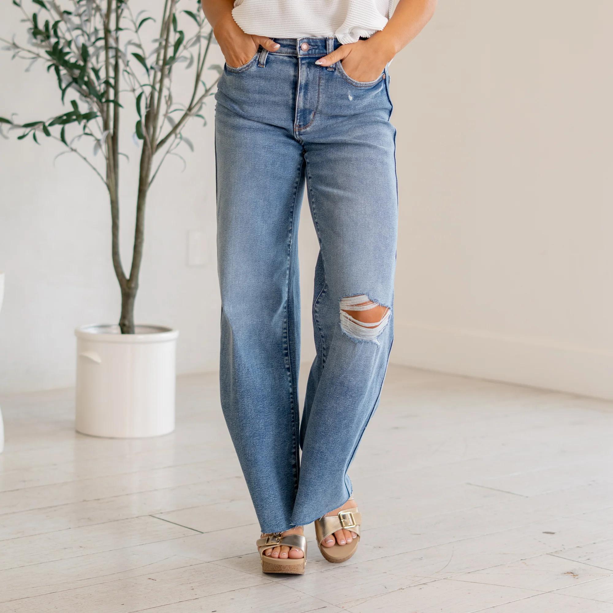 Judy Blue Vintage Wash Wide Leg Jeans