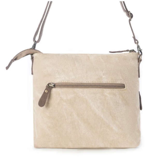 Wildprint Trail upcycled canvas crossbody Bag for Women in ivory with vintage print