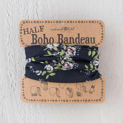 Black Cream Pink Blooms Half Boho Bandeau