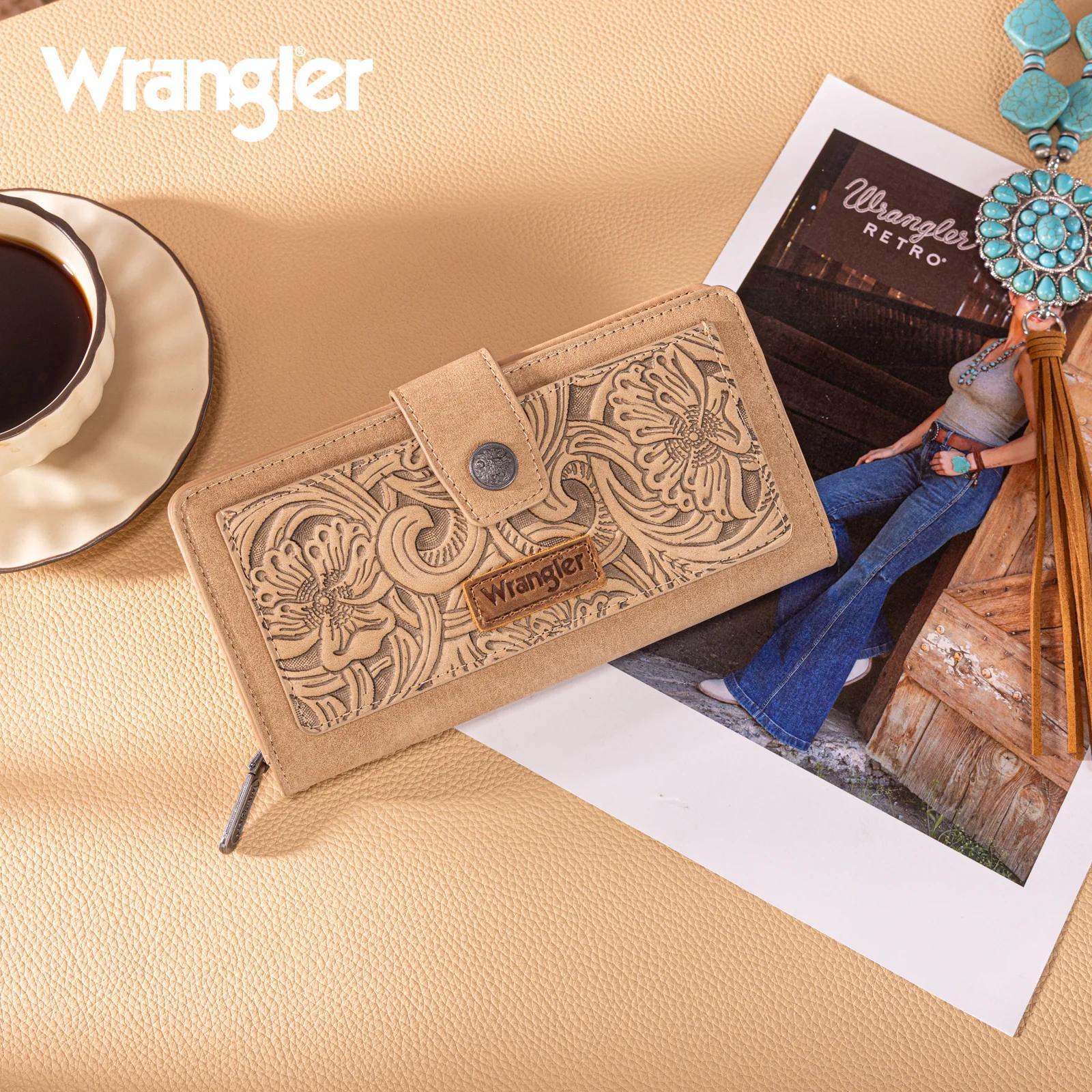 Wrangler Western Floral Tooled RFID Wallet