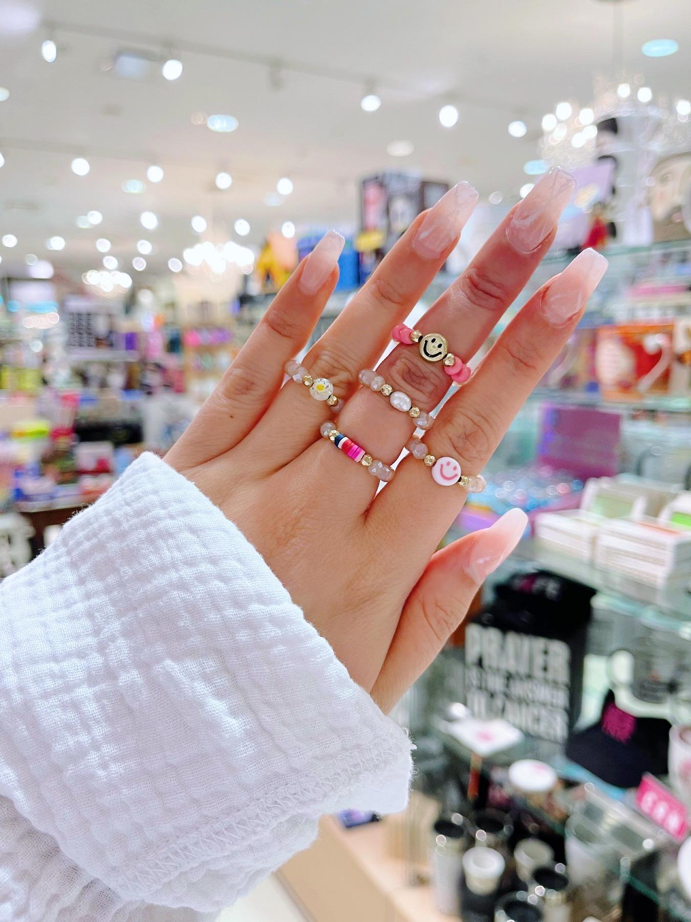 Smile Beaded  Ring Set