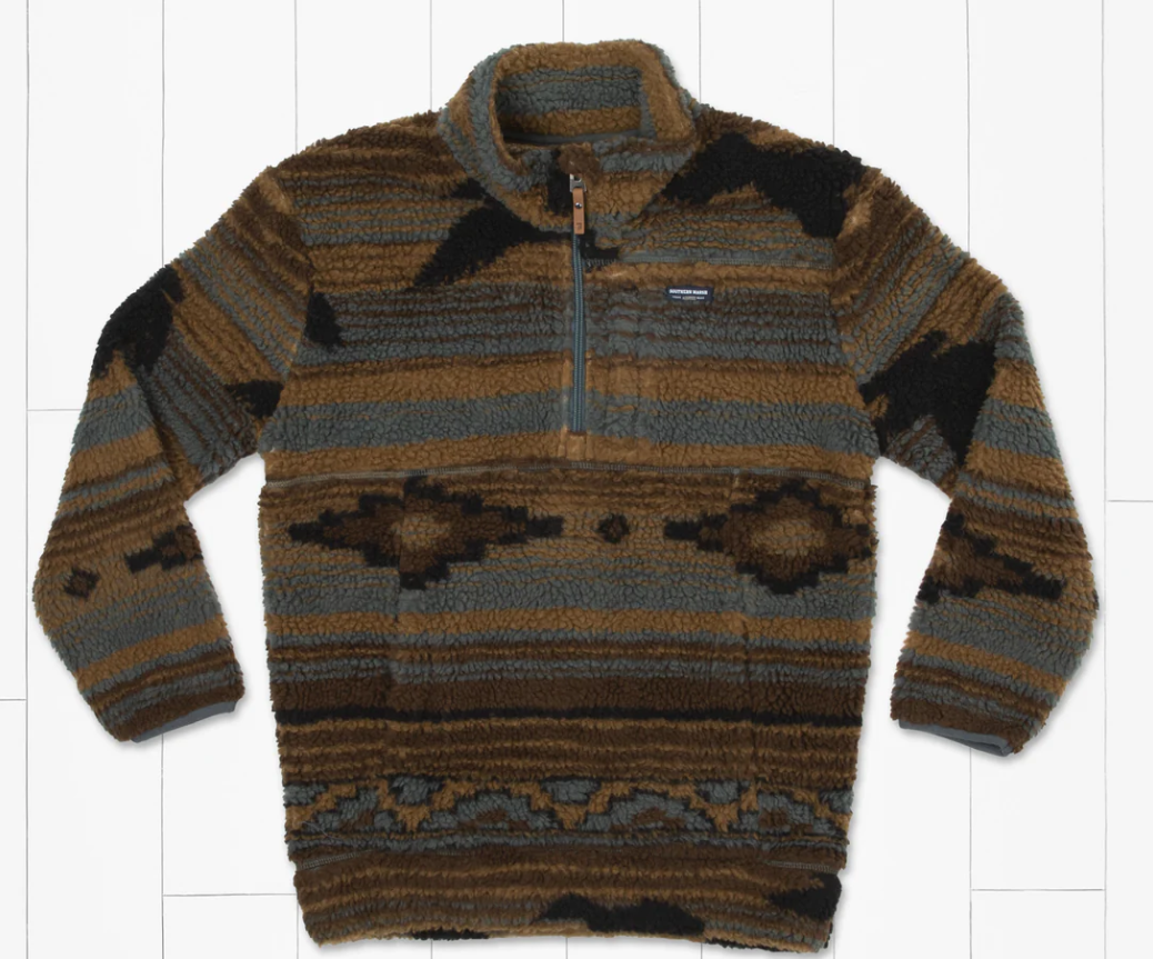 Youth Matagorda Rustic Fleece Pullover Stone Brown & Burnt Taupe