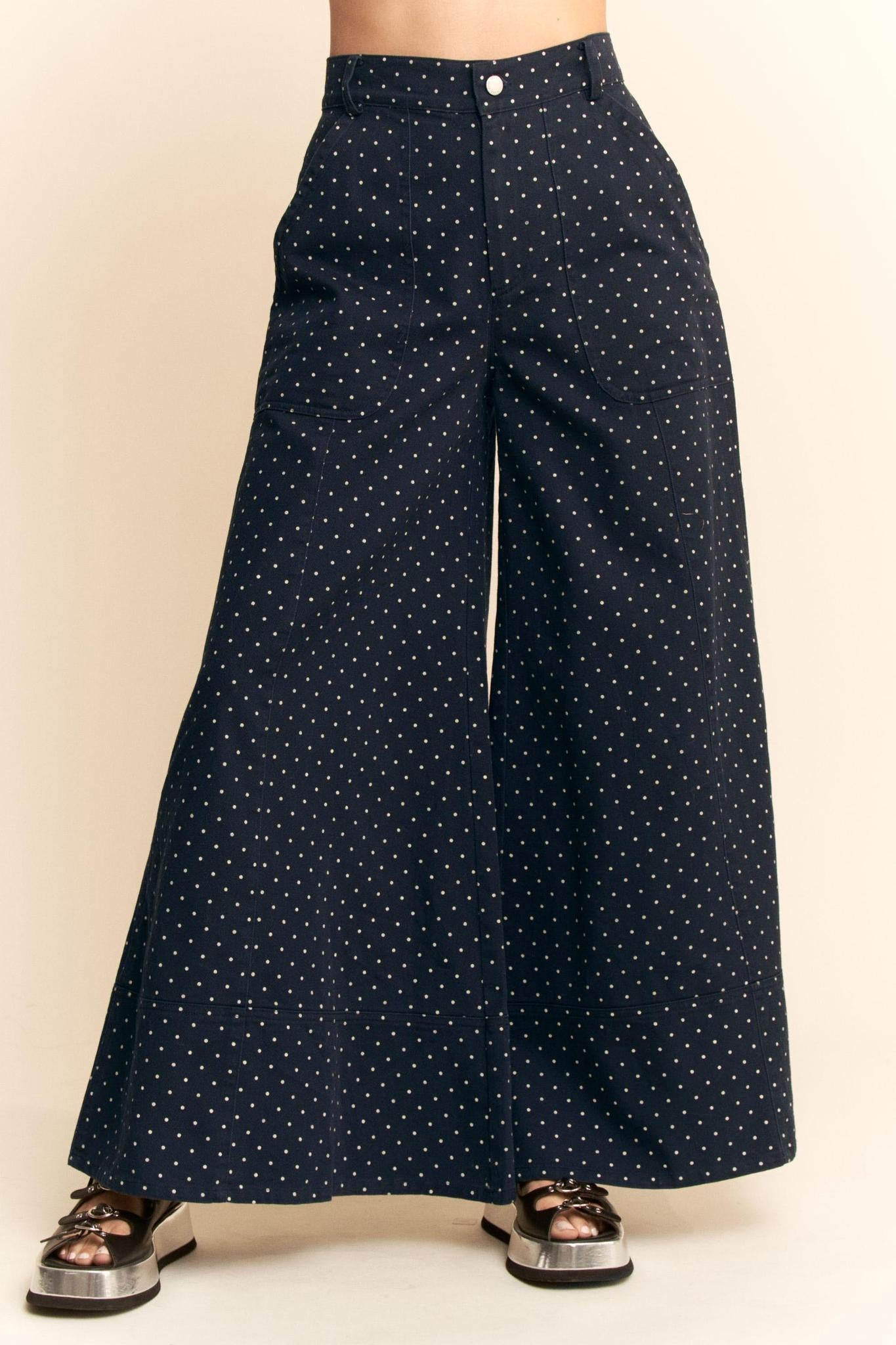 Washed Ruffle Lace Bottom Pants