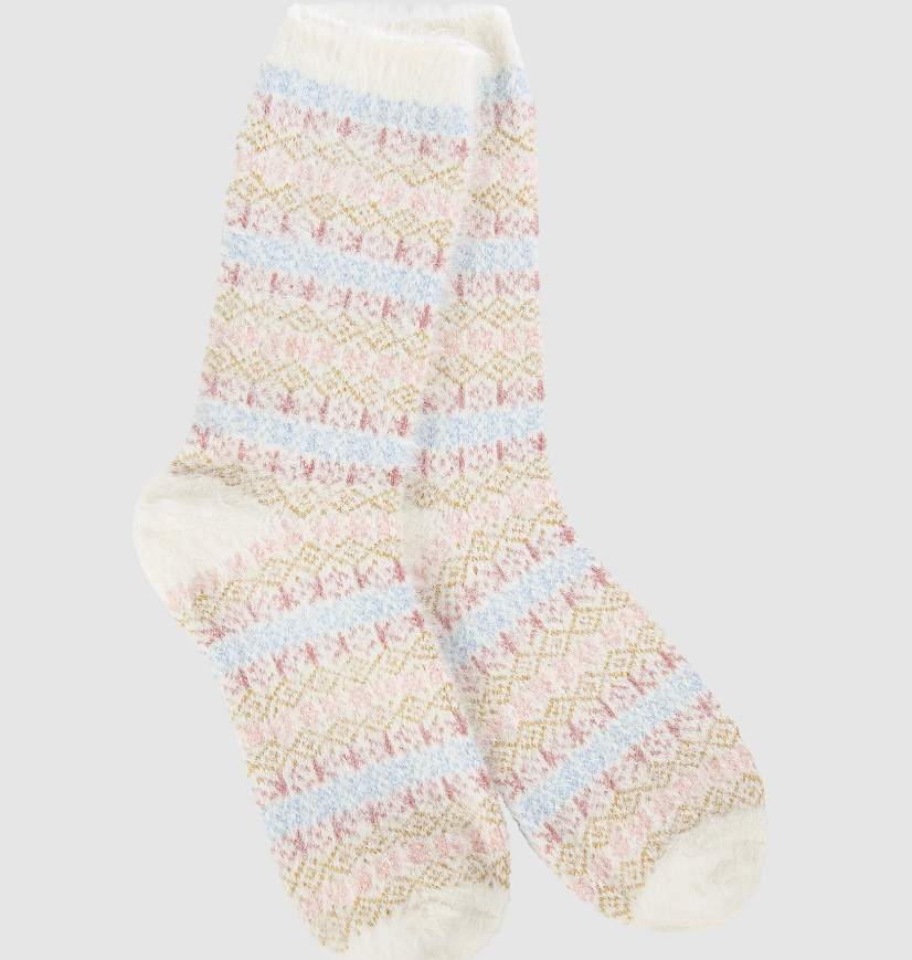 Holiday Feather Multi Stripe Crew Socks