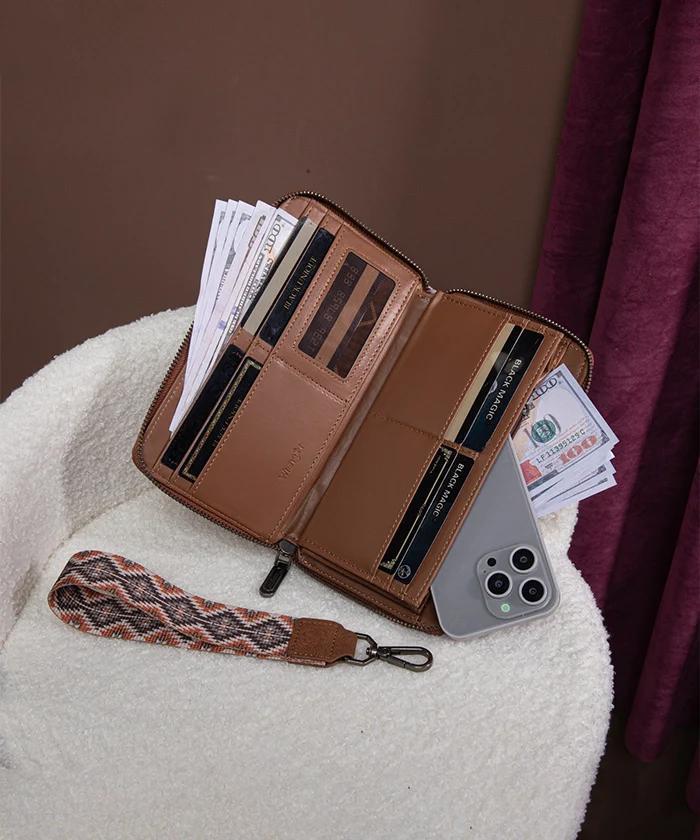Wrangler Aztec Print Whipstitch Canvas Wallet