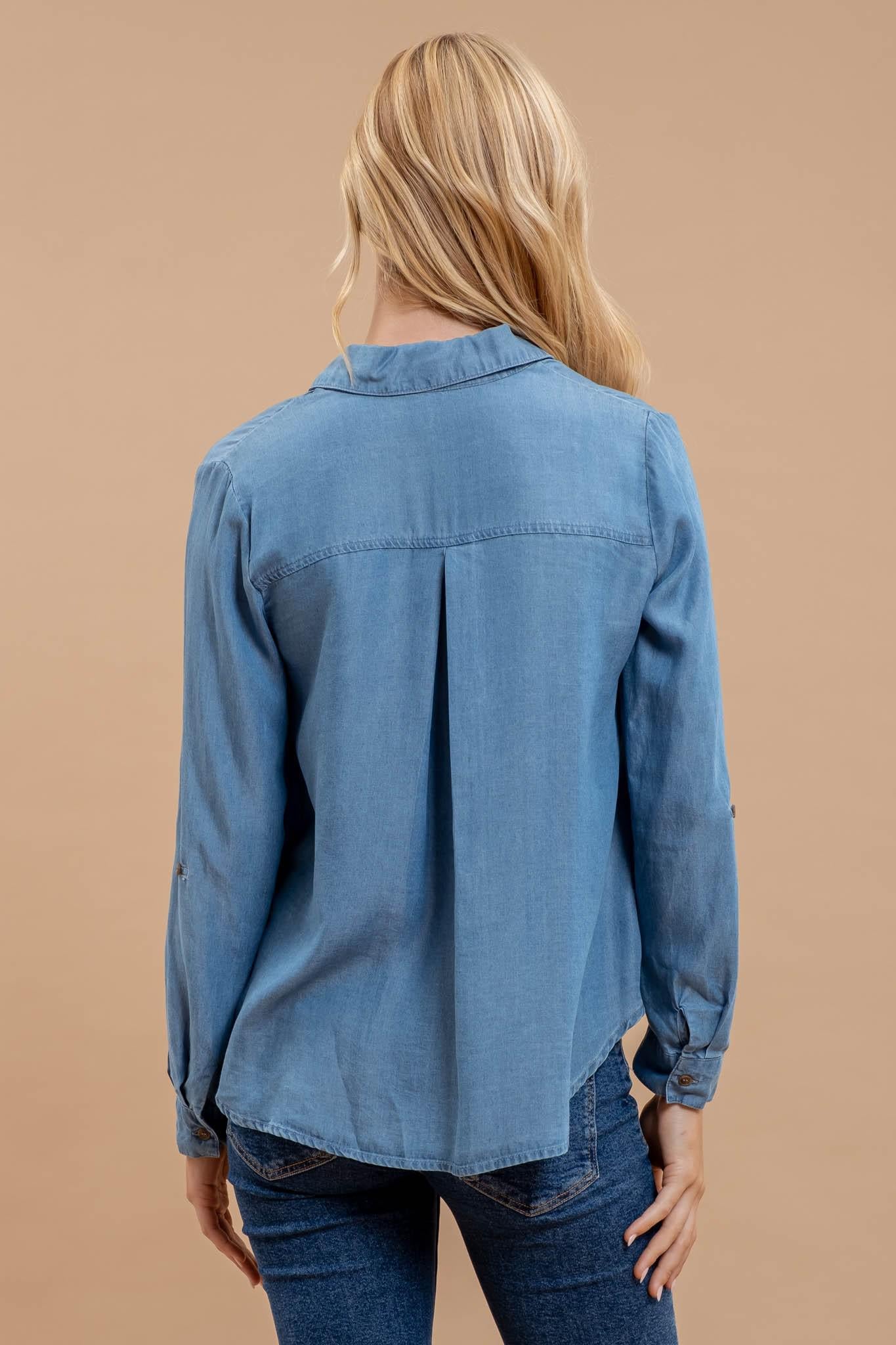 Button Chambray Top