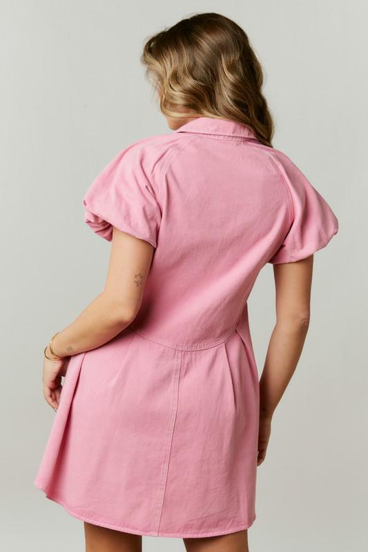 Pink Denim Shirt Dress