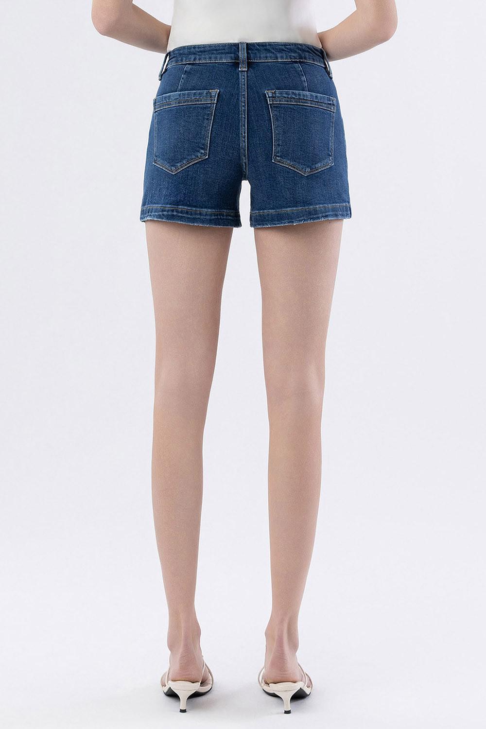 High Rise Trouser Hem Utility Shorts