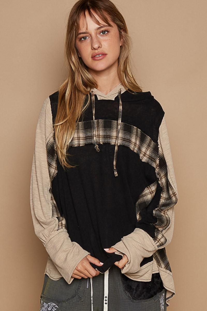 Oversize Plaid Hood Top